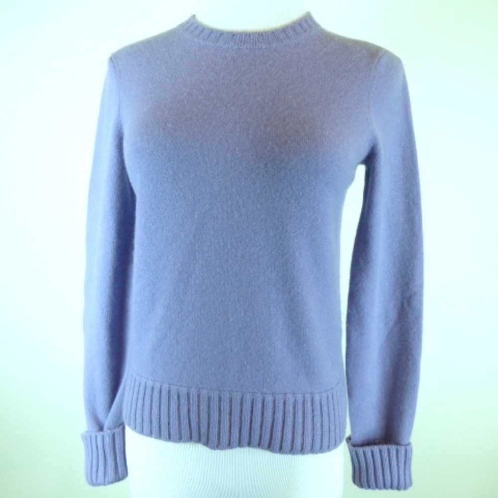 RALPH LAUREN PERIWINKLE blue 100% CASHMERE crew neck SWEATER P / S